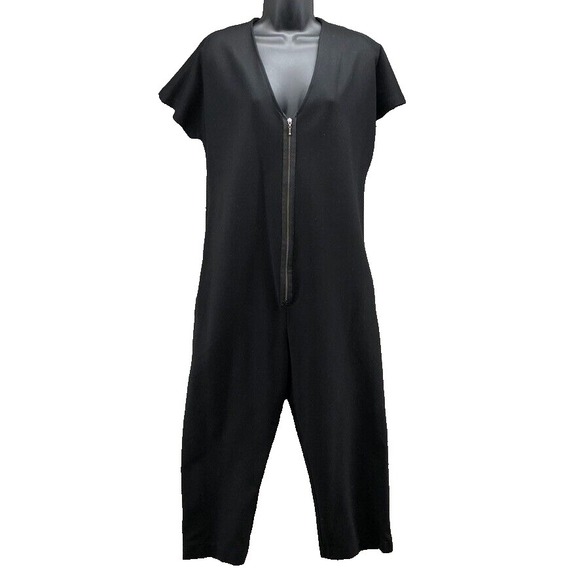 Meg Pants - Meg‎ Hercules Jumpsuit Womens Small Black Short Sleeve Edgy Minimalist Cropped